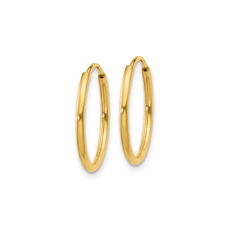 14k Yellow Gold Hoop Earrings with Smooth Polished Finish, Minimalist Circular Design