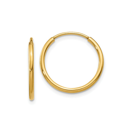 14k Yellow Gold Hoop Earrings with Smooth Polished Finish, Minimalist Circular Design