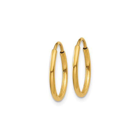 14k Yellow Gold Hoop Earrings, Polished Endless Style, Lightweight Classic Design for Women and Unisex Wear
