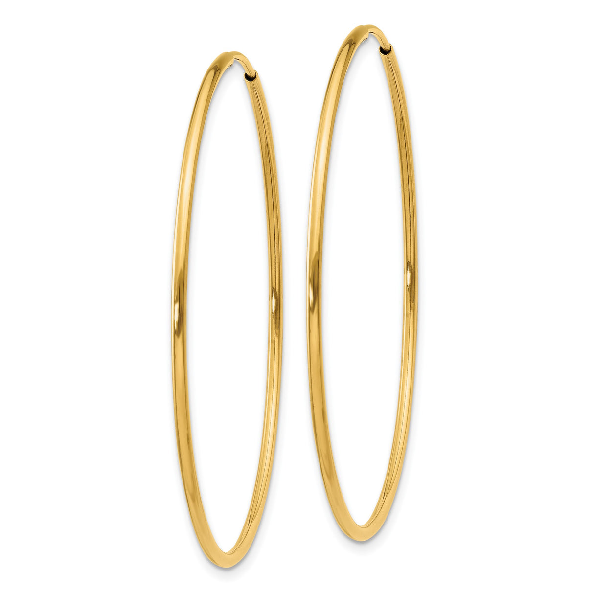 14k Yellow Gold Hoop Earrings, Large Lightweight Round Design with High Polish Finish for Women