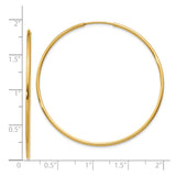 14k Yellow Gold Hoop Earrings, Classic Polished Round, Lightweight Minimalist Style for Women