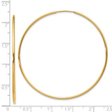 14k Yellow Gold Hoop Earrings, Large Thin Round Smooth Style, Lightweight Everyday Design