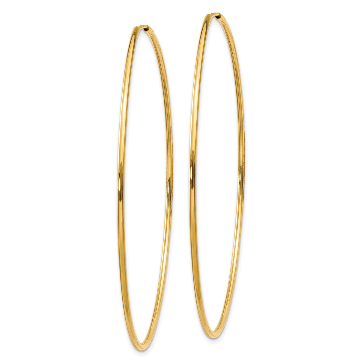 14k Yellow Gold Hoop Earrings, Large Lightweight Endless Hoops with High Polish Finish