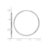 White Gold Hoop Earrings with Textured Diamond Cut Finish, Lightweight Classic Round Style