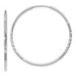 Sterling Silver Hoop Earrings with Textured Diamond Cut Finish, Lightweight Classic Round Style