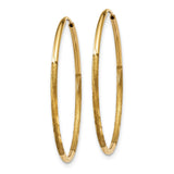 14k Yellow Gold Hoop Earrings, Polished and Textured Finish, Lightweight Classic Style