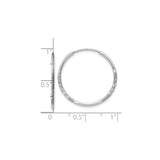 14k White Gold Hoop Earrings with Polished Matte Finish and Textured Design