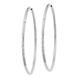14k White Gold Hoop Earrings, Large Lightweight Design with Diamond Cut Texture, Minimalist Style