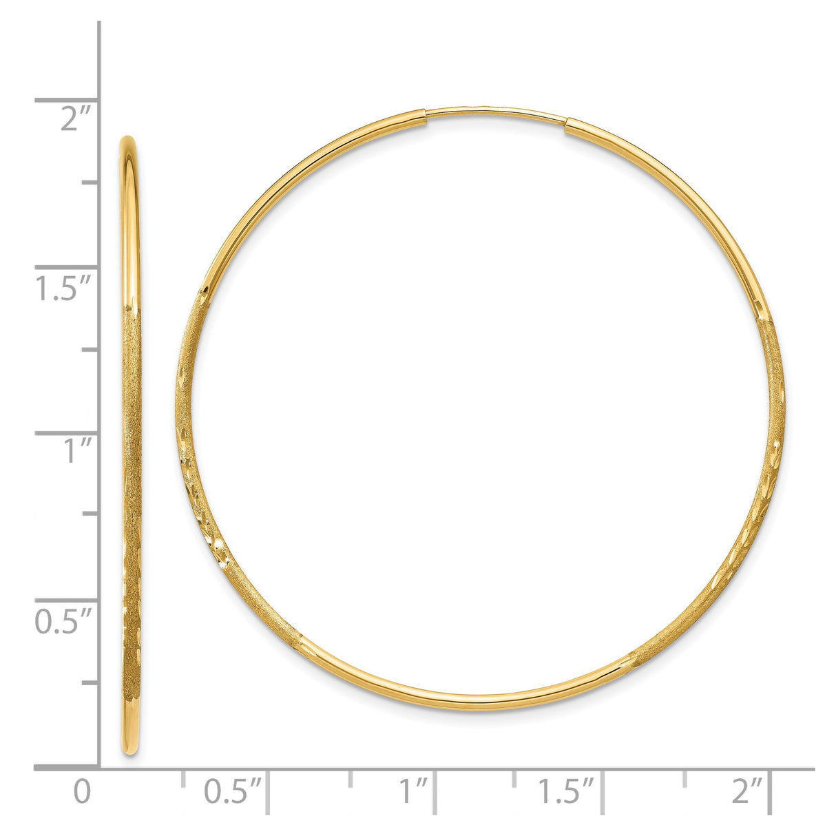 14k Yellow Gold Bangle Bracelet, Polished with Diamond-Cut and Textured Detailing