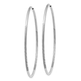 14k White Gold Hoop Earrings, Textured with Diamond Cut Detailing, Lightweight Round Design