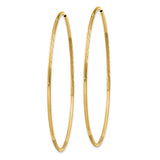 14k Yellow Gold Hoop Earrings, Lightweight Round Design with Textured Engraving for Women