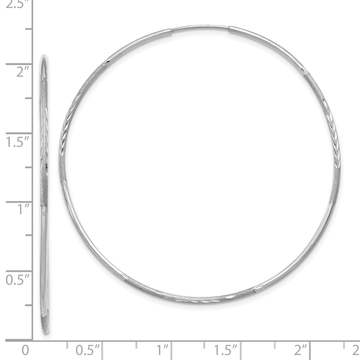 14k White Gold Hoop Earrings, Large Polished Finish, Minimalist Lightweight Design for Women