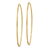 14k Yellow Gold Hoop Earrings, Thin Lightweight Round with Etched Texture, Minimalist Style