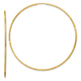 14k Yellow Gold Hoop Earrings, Thin Lightweight Round with Etched Texture, Minimalist Style