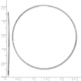 14k White Gold Hoop Earrings, Thin Polished Textured Design, Lightweight Minimalist Style