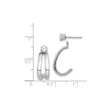14k White Gold Hoop Earrings with Cubic Zirconia, Split Design J Hoops for Women