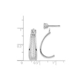14k White Gold Dangle Earrings with Cubic Zirconia Drops, Twisted Chain, Minimalist Style