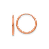 14k Rose Gold Hoop Earrings, Seamless Hinge, Polished Finish, Lightweight Minimalist Design
