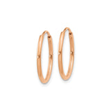 14k Rose Gold Hoop Earrings, Small Endless Round Hoops with Polished Finish