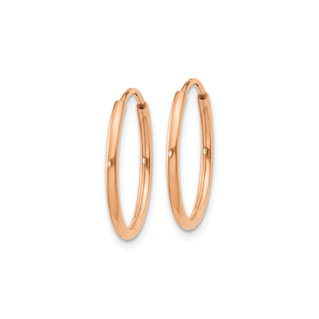 14k Rose Gold Hoop Earrings, Small Endless Round Hoops with Polished Finish