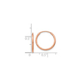 14k Rose Gold Hoop Earrings, Small Endless Round Hoops with Polished Finish