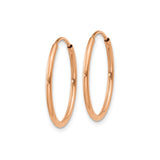 14k Rose Gold Hoop Earrings, Classic Round Polished Finish, Lightweight Minimalist Style