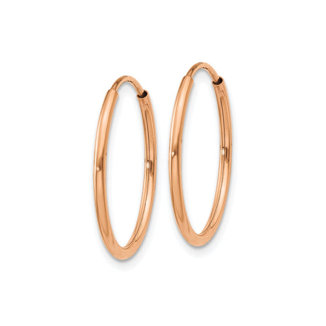 14k Rose Gold Hoop Earrings, Classic Round Polished Finish, Lightweight Minimalist Style
