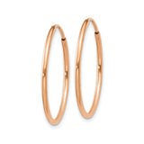 14k Rose Gold Hoop Earrings, Polished Minimalist Round Hoops for Women