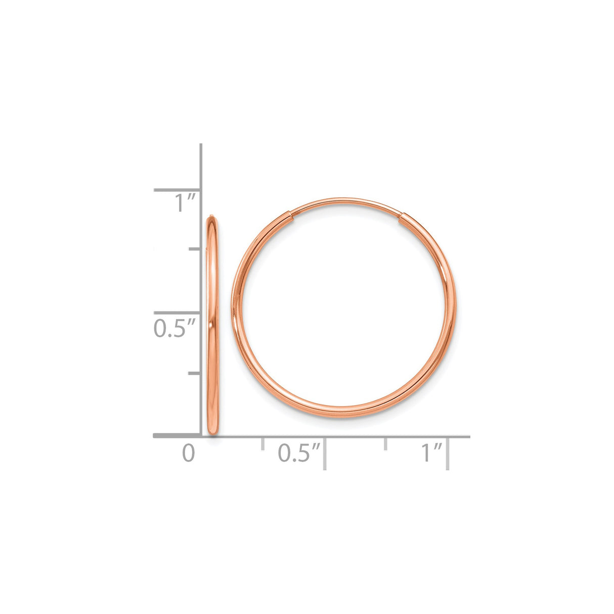 14k Rose Gold Hoop Earrings, Polished Minimalist Round Hoops for Women
