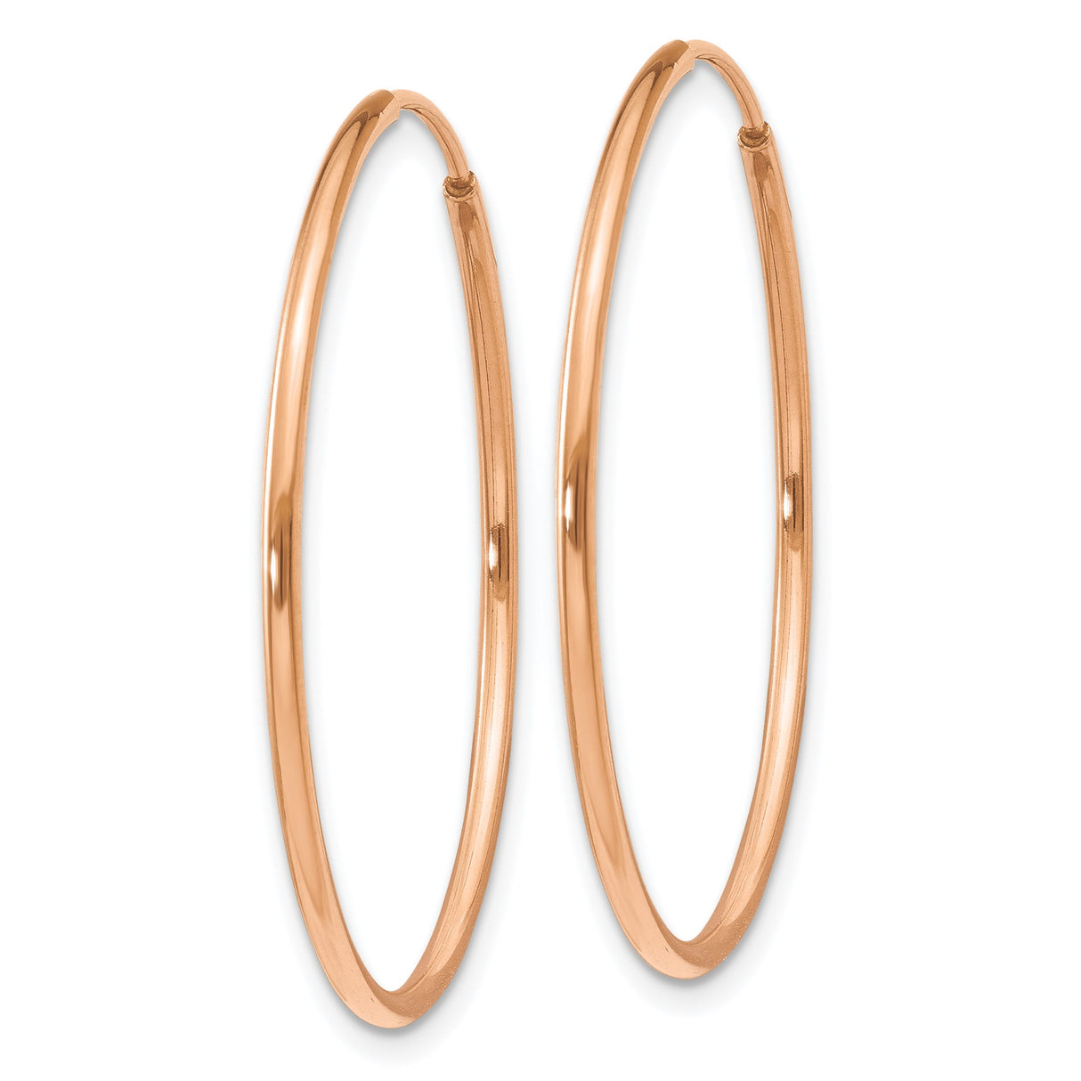 14k Rose Gold Hoop Earrings, Classic Polished Hollow Hoops, Lightweight Minimalist Style