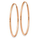 14k Rose Gold Hoop Earrings, Classic Polished Hollow Hoops, Lightweight Minimalist Style