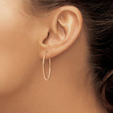 14k Rose Gold Hoop Earrings, Classic Polished Hollow Hoops, Lightweight Minimalist Style