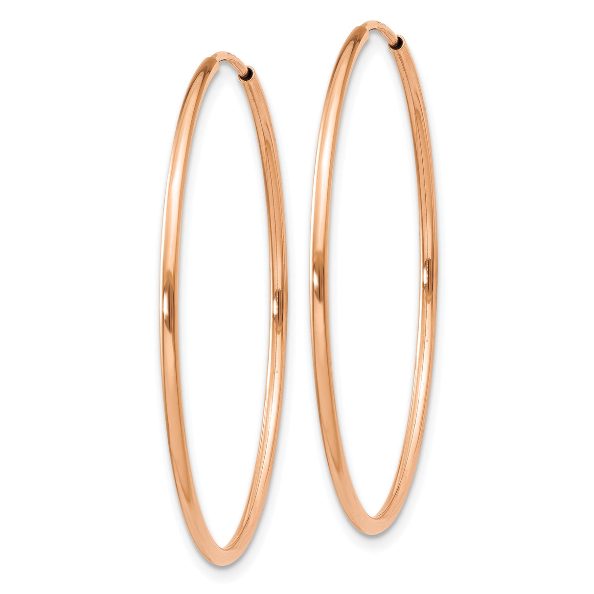 14k Rose Gold Hoop Earrings, Smooth Polished Finish, Lightweight Thin Minimalist Design