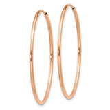 14k Rose Gold Hoop Earrings, Smooth Polished Finish, Lightweight Thin Minimalist Design