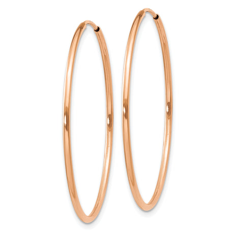 14k Rose Gold Hoop Earrings, Smooth Polished Finish, Lightweight Thin Minimalist Design