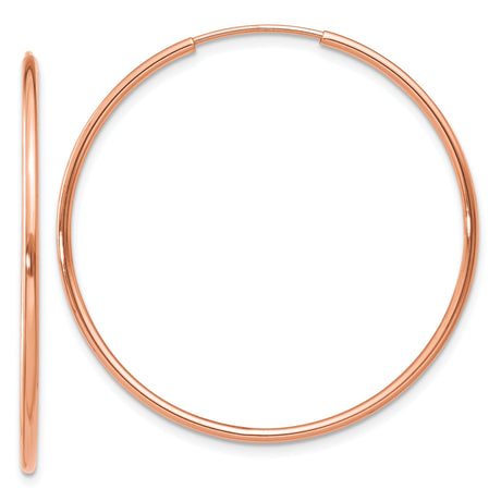 14k Rose Gold Hoop Earrings, Smooth Polished Finish, Lightweight Thin Minimalist Design