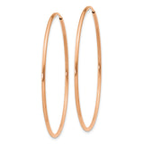 14k Rose Gold Hoop Earrings, Large Minimalist Polished Modern Design for Women