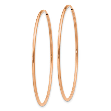 14k Rose Gold Hoop Earrings, Large Minimalist Polished Modern Design for Women