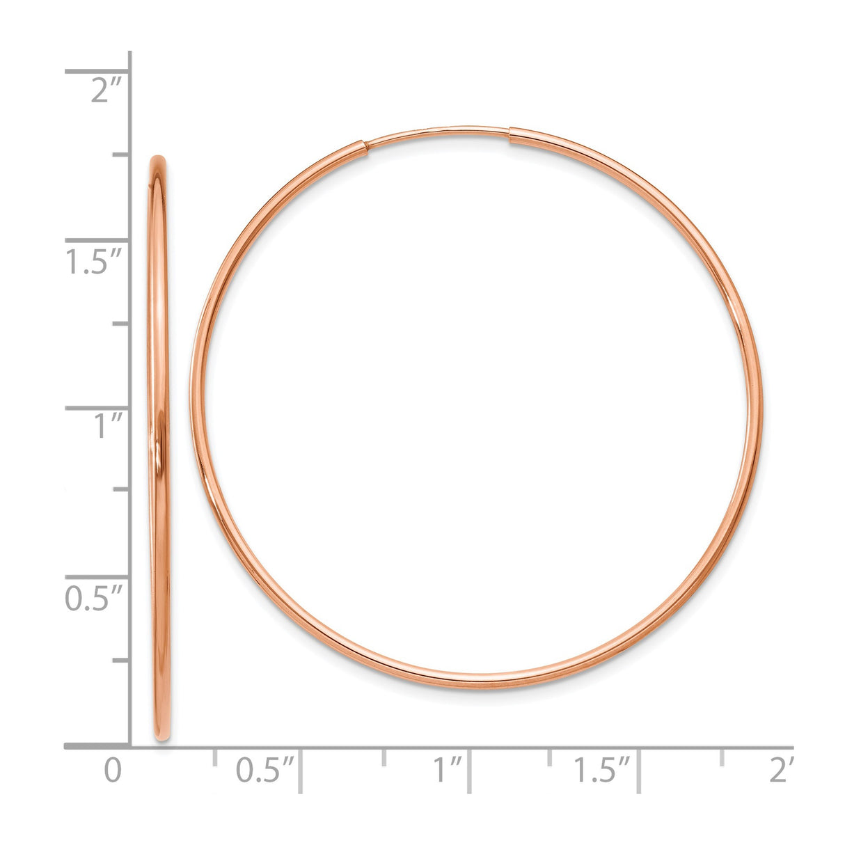 14k Rose Gold Hoop Earrings, Large Minimalist Polished Modern Design for Women