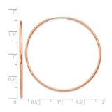 14k Rose Gold Hoop Earrings, Large Minimalist Polished Modern Design for Women