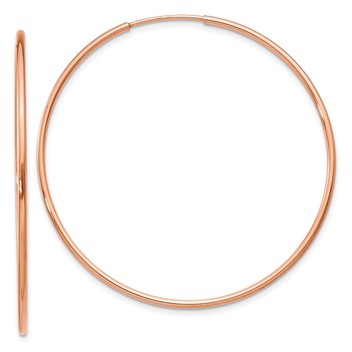 14k Rose Gold Hoop Earrings, Large Minimalist Polished Modern Design for Women