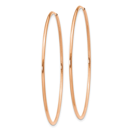 14k Rose Gold Hoop Earrings, Simple Endless Round Design, Minimalist Style for Women