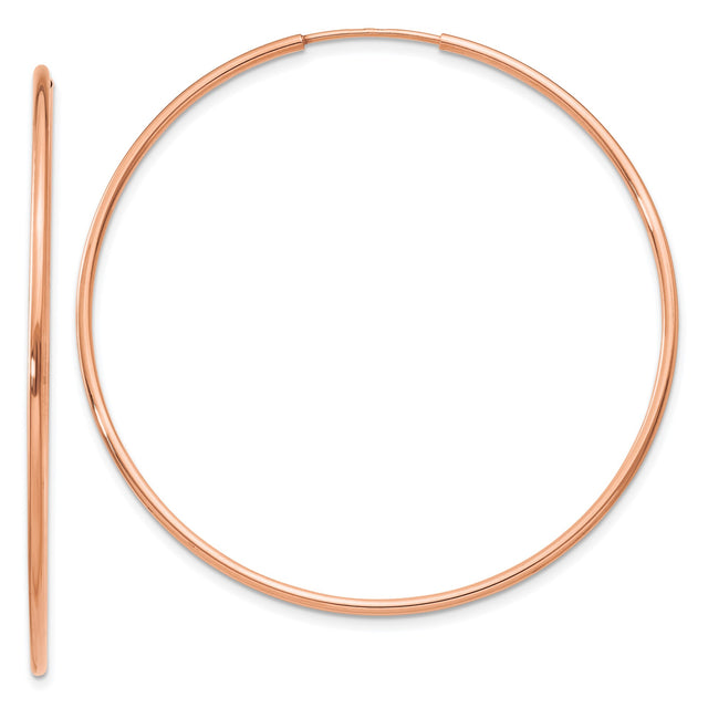 14k Rose Gold Hoop Earrings, Simple Endless Round Design, Minimalist Style for Women