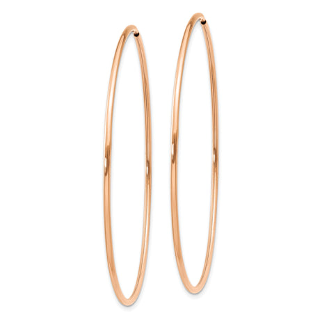 14k Rose Gold Hoop Earrings, Large Lightweight Minimalist Style for Women