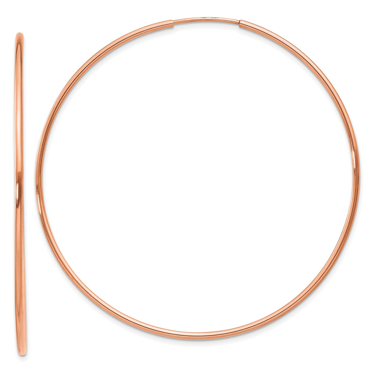 14k Rose Gold Hoop Earrings, Large Lightweight Minimalist Style for Women