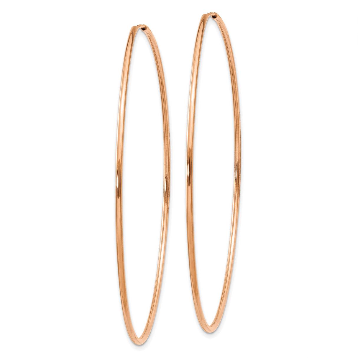 14k Rose Gold Hoop Earrings, Large Thin Polished Hoops in Minimalist Design for Women