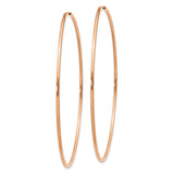 14k Rose Gold Hoop Earrings, Large Thin Polished Hoops in Minimalist Design for Women