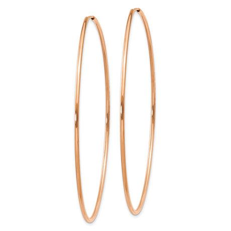14k Rose Gold Hoop Earrings, Large Thin Polished Hoops in Minimalist Design for Women