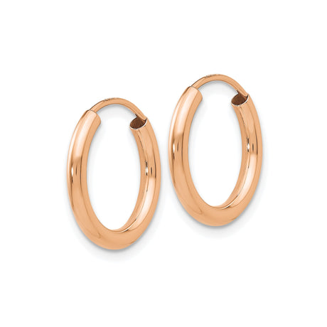14k Rose Gold Hoop Earrings, Small Lightweight Polished Minimalist Style for Women