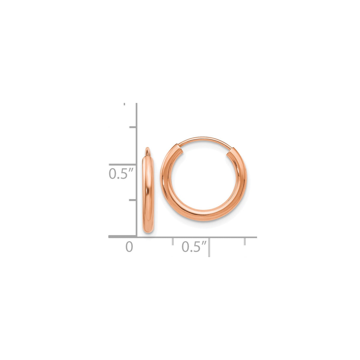 14k Rose Gold Hoop Earrings, Small Lightweight Polished Minimalist Style for Women